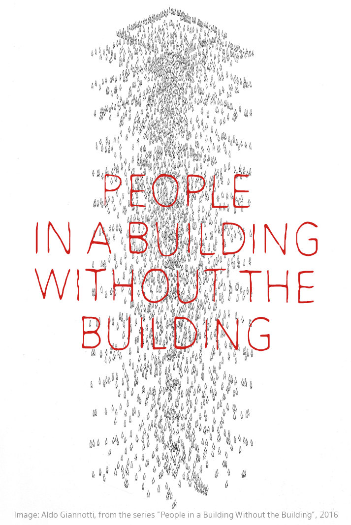 People in a Building Without the Building