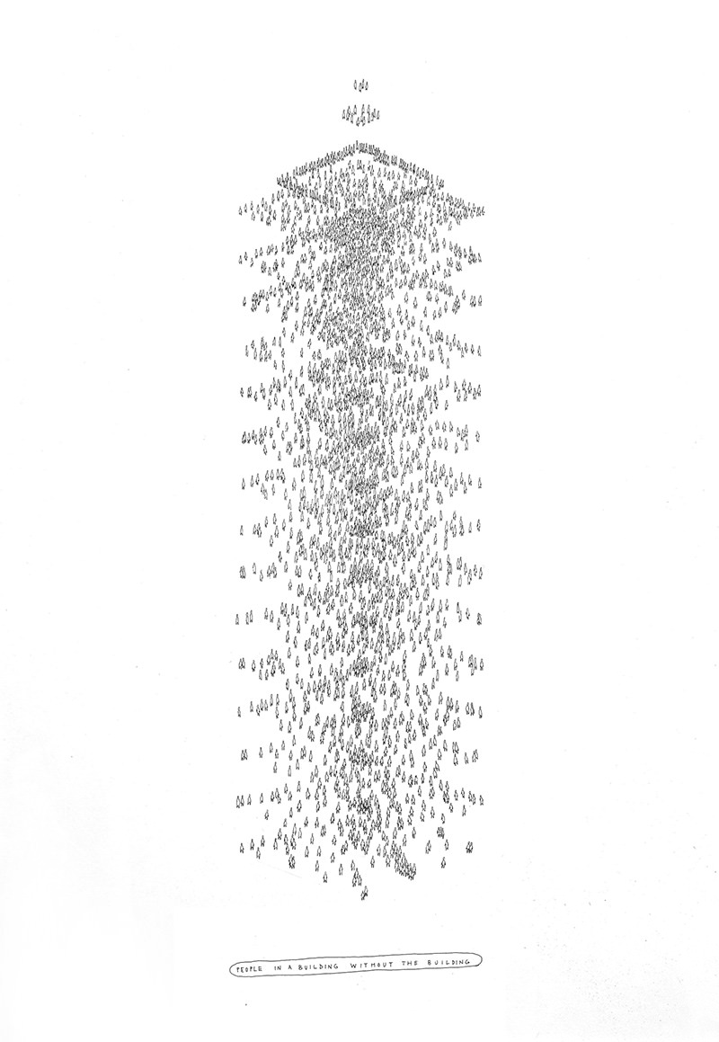 People in a Building Without the Building